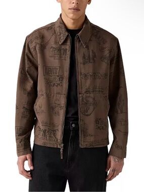 Levi's Men's Polk Trucker Western Cowboy Zipper Jacket Brown Size Small NWOT